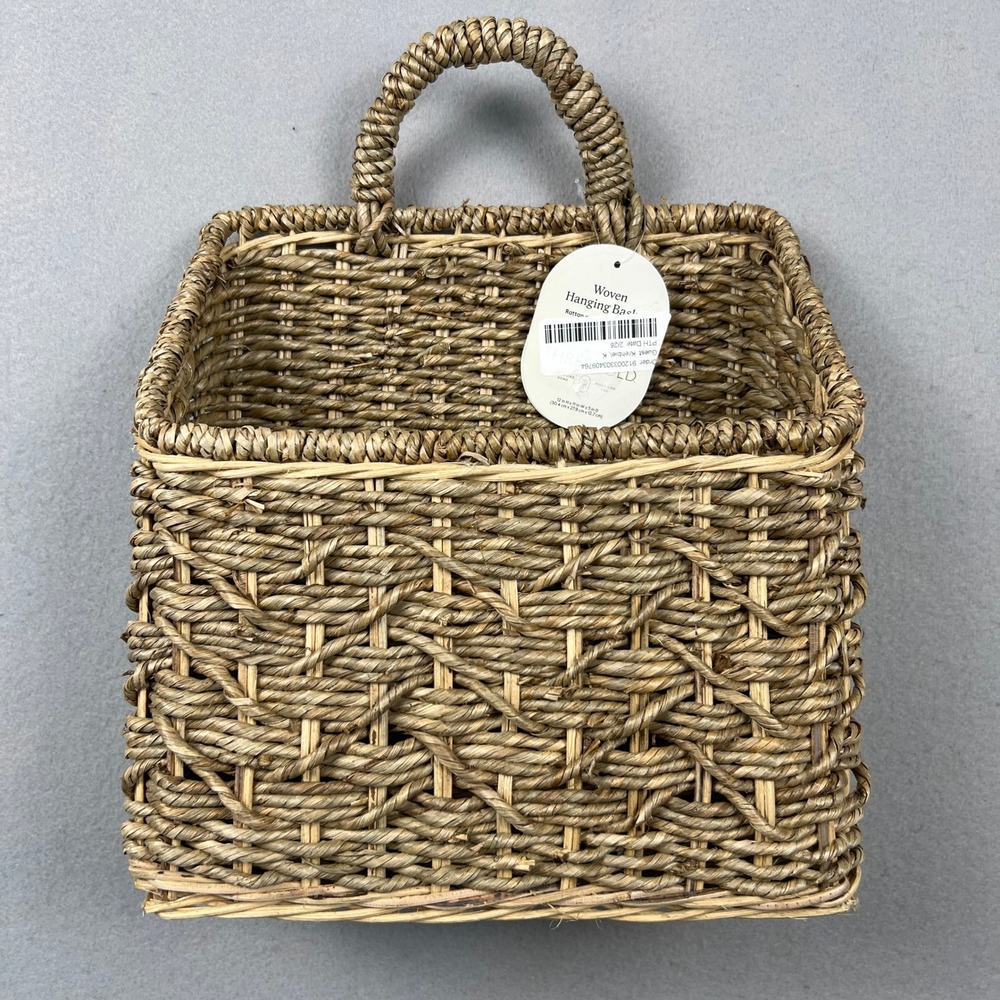 Threshold Woven Hanging Basket 12x11x5 Tan Rattan Seagrass Boho Farmhouse